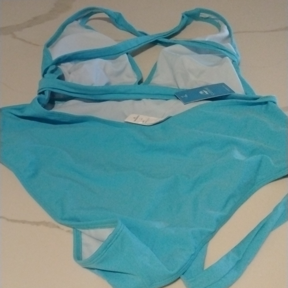Deep V-neck One Piece Swimsuit size XL blue - Picture 5 of 6